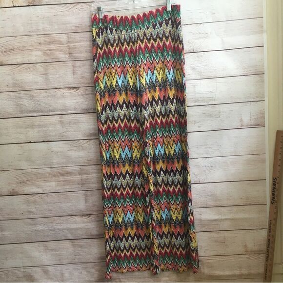 CATO WIDE LEG PALAZZO PANTS IN CHEVRON PRINT - Picture 1 of 6